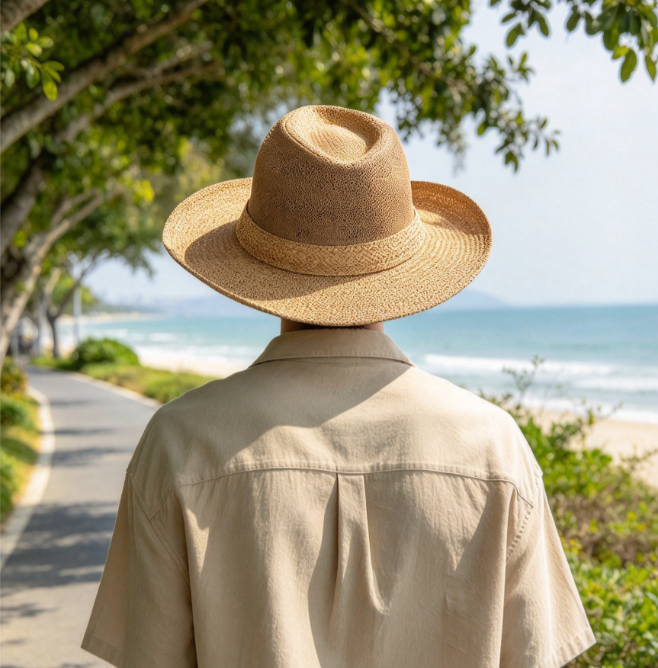 Wide Brim Straw Sun Hat Unisex Beach Outdoor Fishing Hat