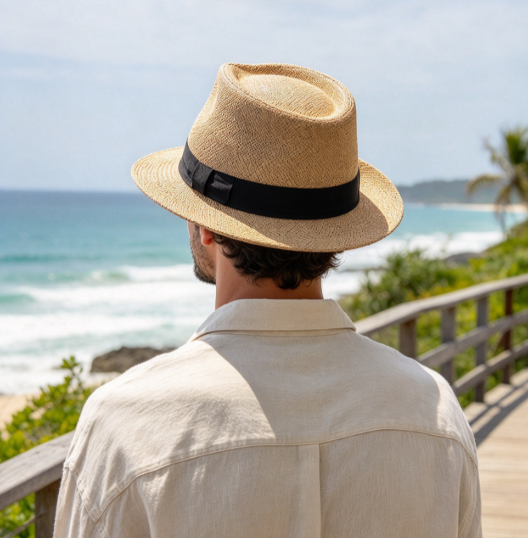 Short Brim Straw Hat for Men Women Classic Summer Beach Hat