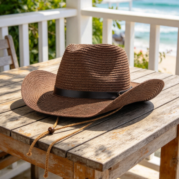 Foldable Straw Cowboy Sun Hat Wide Brim Western Beach Hat