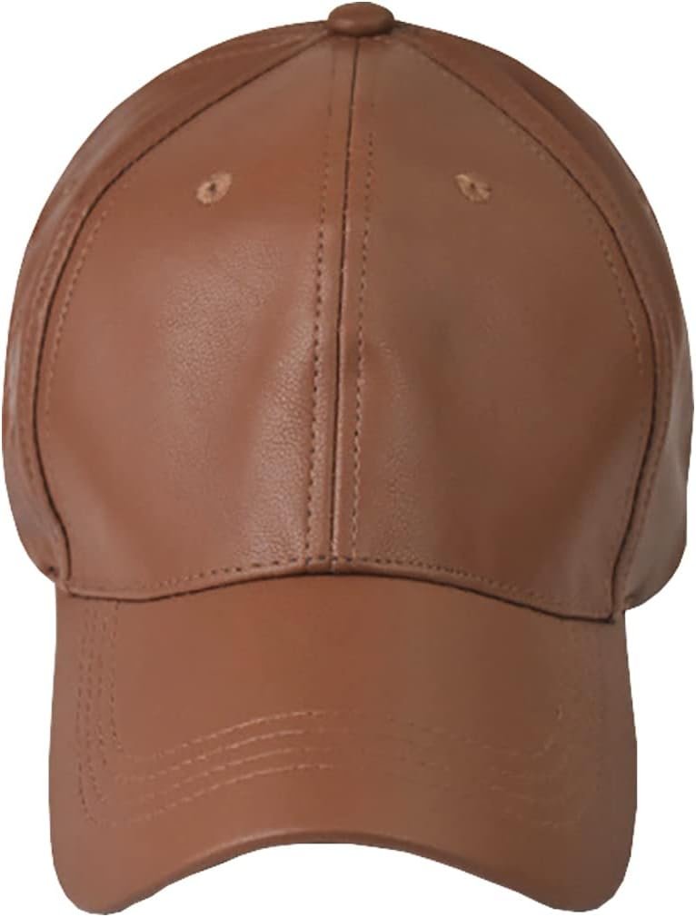 Adjustable Solid-Color Leather Baseball Cap - Image 2