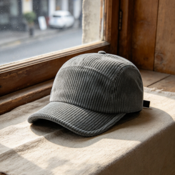 Low-Profile Five-Panel Corduroy Short-Brim Baseball Cap