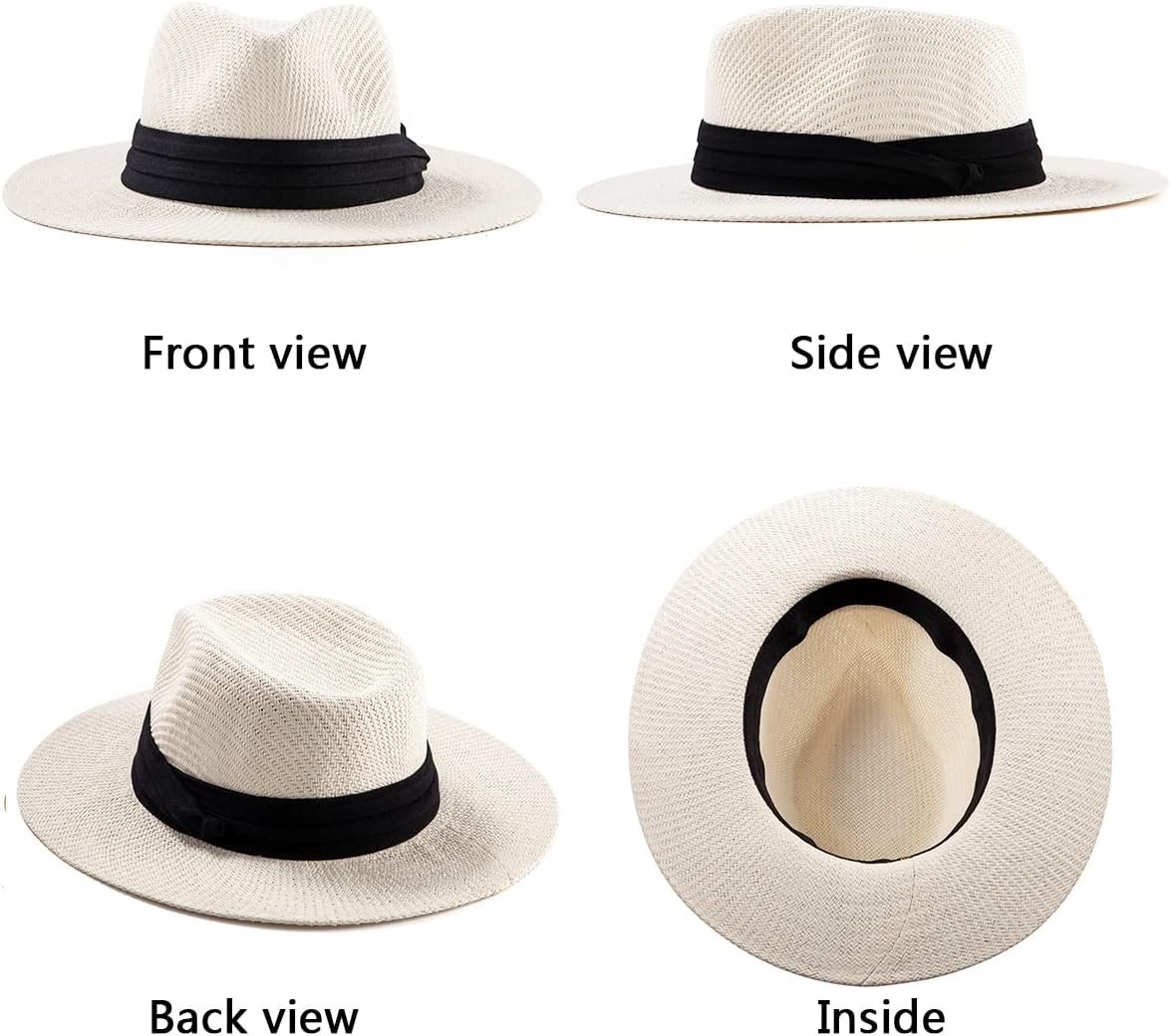 Wide Brim Straw Sun Hat Unisex Breathable Outdoor Beach Hat - Image 2