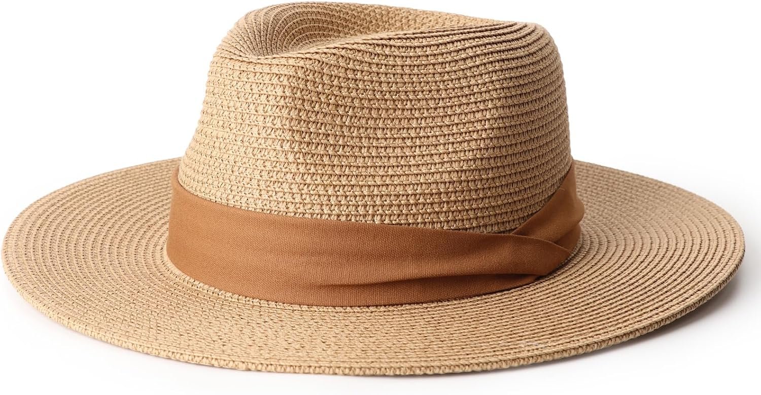Women's Straw Sun Hat Wide Brim Roll Up Travel Beach Hat - Image 2