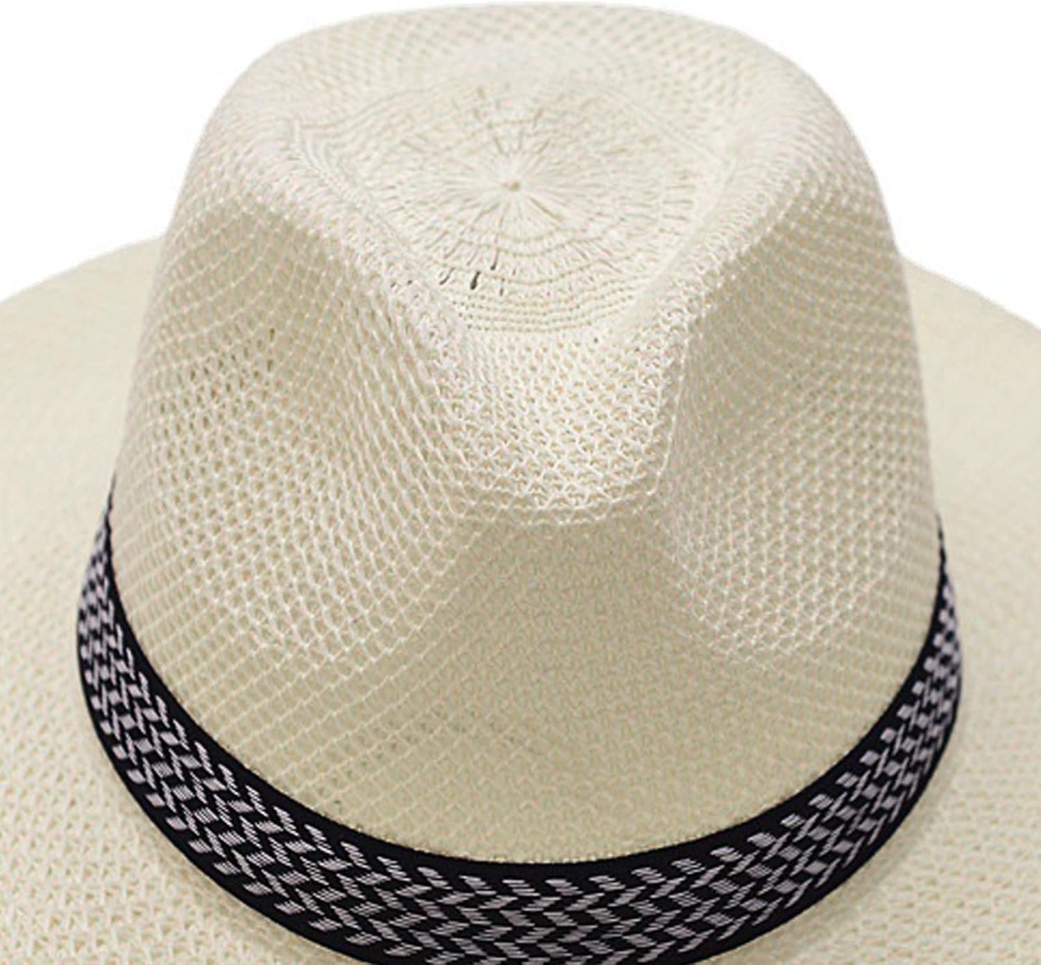 Men's Wide Brim Straw Sun Hat Breathable Summer Outdoor Hat - Image 2