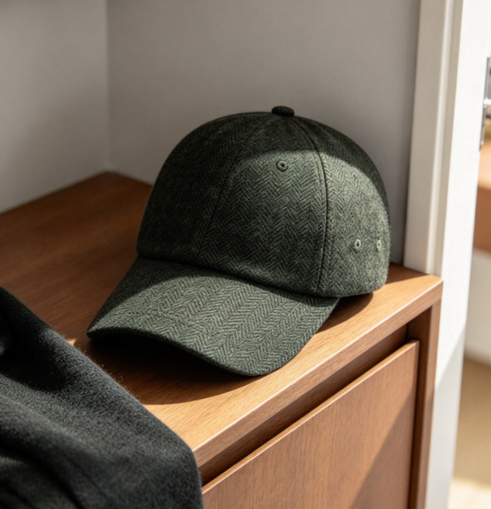 Adjustable Wool Tweed Baseball Cap