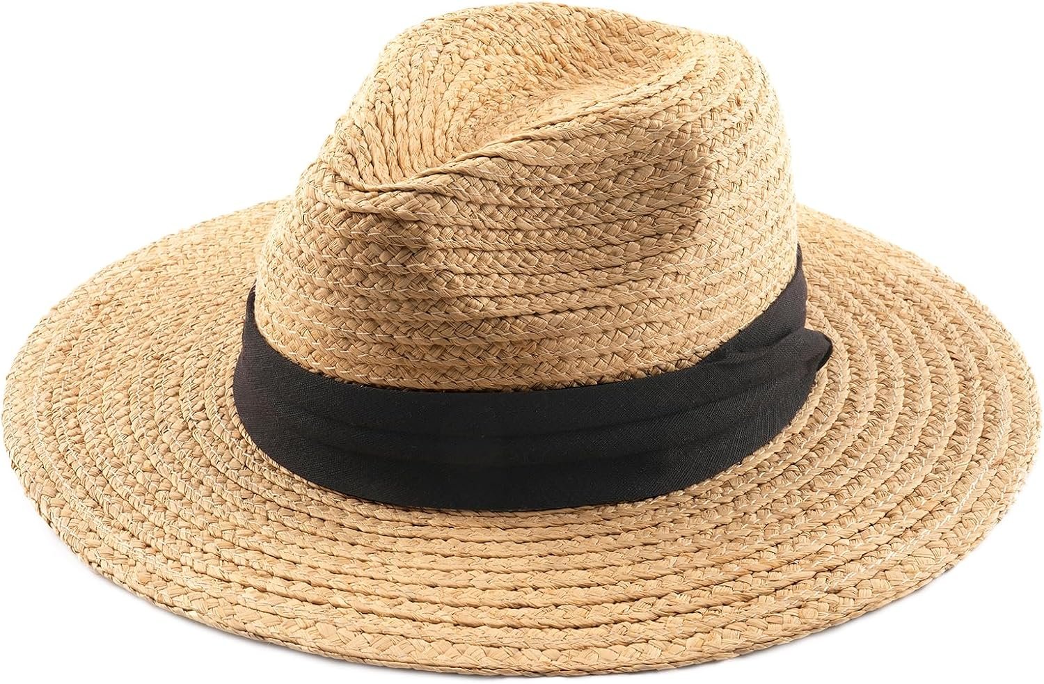 Wide Brim Raffia Straw Sun Hat Packable Travel Beach Hat - Image 2