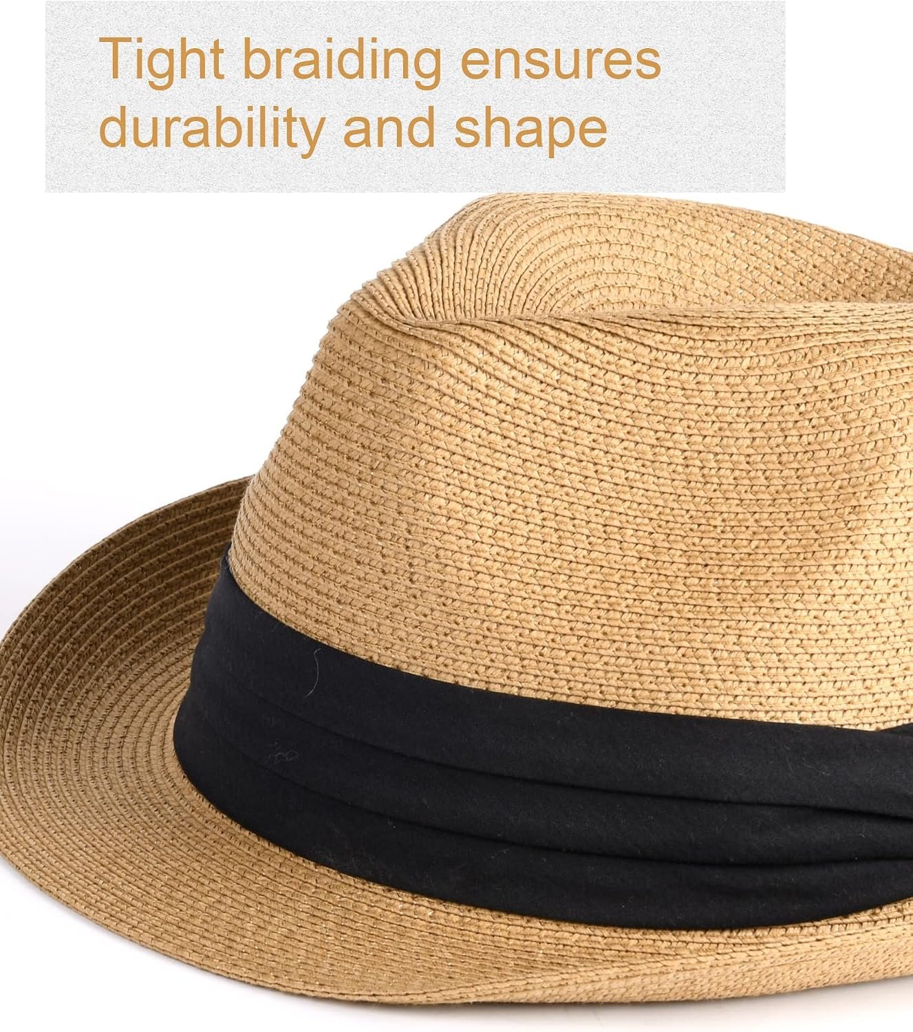 Foldable Straw Hat for Men Women Short Brim Beach Sun Hat - Image 2