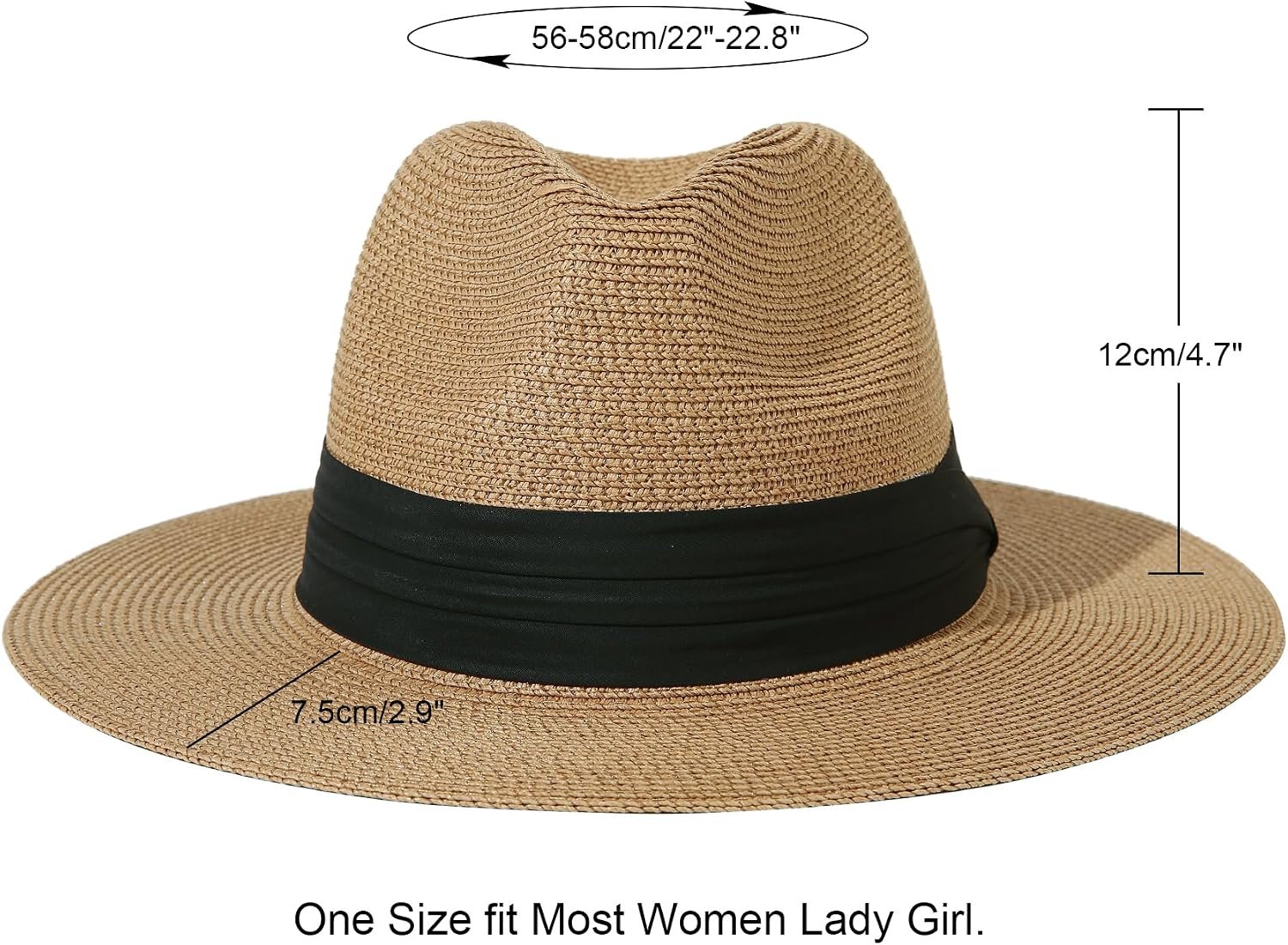 Wide Brim Straw Sun Hat for Women Roll Up Beach Hat - Image 2